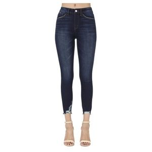 NEW- DARK HIGH RISE STRETCHY ANKLE SKINNY